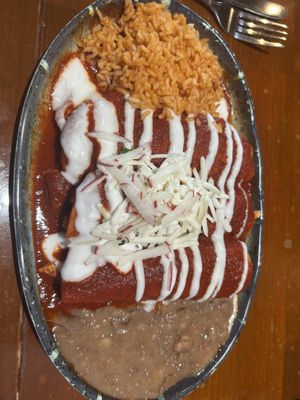 Vegan chicken enchiladas   at Hussong's Cantina - Boca Park in Las Vegas
