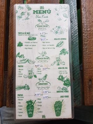 Front Menu at The Green House in Tijuana
