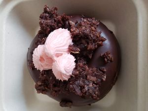 Vegan Easter haystack donut at Brewed Awakening in Regina