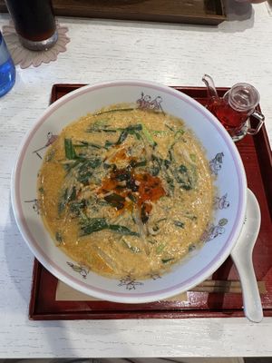 Spicy Ramen with chhilli sauce  at Merrymomo in Osaka