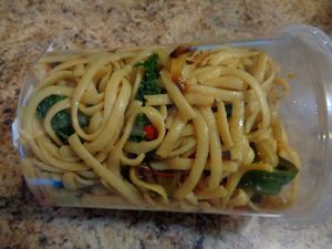 Spicy Szechuan Noodles. Has kale, tri color bell peppers, onions. at Mustard Seed Market - Highland Sqaure in Akron