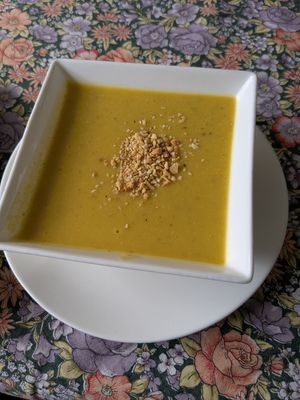 Cream of vegetable soup at Restaurante Integro in Bogota