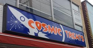 Our sign during the daytime at Cosmic Treats in Toronto