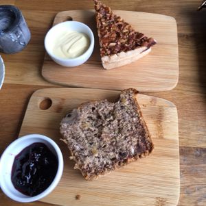 banana bread and pecan/coconut pie which was yummy  at The Kitchen in Gothenburg