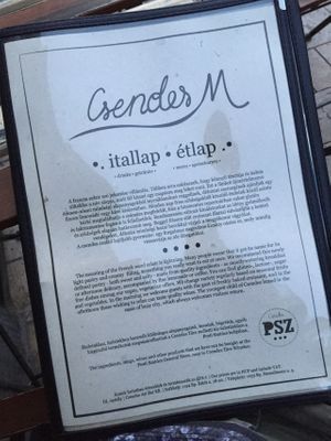 Front page of the menu. at CsendesM Vegan Bistro in Budapest