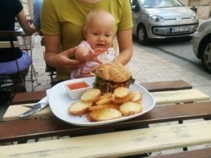 Cheese burger at CsendesM Vegan Bistro in Budapest