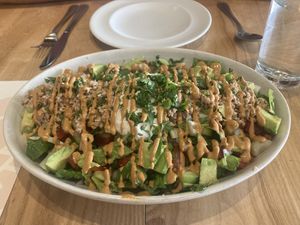 Wow; this taco salad was huge and so yummy! Lots of variety, crunch, and flavor  at Rawtopia Living Cuisine and Beyond in Millcreek