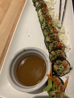 Raw seaweed sushi roll  at Rawtopia Living Cuisine and Beyond in Millcreek