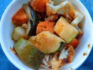 Roasted Veggies Side. Sweet potatoes, zucchini, and cauliflower in vegan marinade. at Choolaah in Beachwood