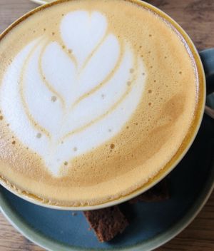 Oat milk coffee at Die Pause in Marburg