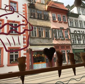 view from inside out at Zucker & Zimt in Erfurt