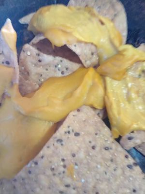 Raw Cheez smother on quinoa, chai seeds and flax seeds chips at Eden's Vegan Juice Bar Cafe in Palm Coast