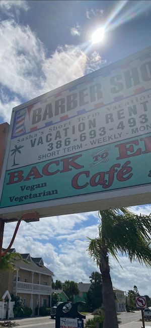 Don’t for to find us at corner of 3rd street and south central Ave. if you don’t see this sign you’re in the wrong location.  at Eden's Vegan Juice Bar Cafe in Palm Coast