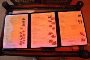 Menu for Loving Hut as of March 2016.  I added a bit of brightness and contrast so hopefully you can see the menu a bit more easily than the last photo. at Loving Hut in Addis Ababa