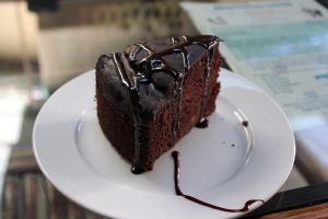Chocolate cake. at Loving Hut in Addis Ababa