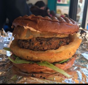 skyscraper burger  at Blossom du Jour - Upper West Side in New York City