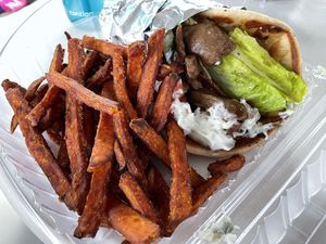 Gyro with Sweet Potato Fries at Lovin' Spoonfuls in Tucson