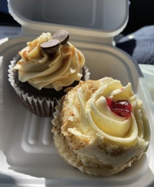 GF chocolate caramel cupcake; cran-strawberry cupcake   at Lovin' Spoonfuls in Tucson