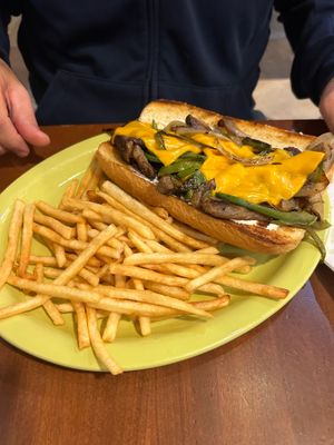 Philly cheese steak was a huge portion but good at Lovin' Spoonfuls in Tucson