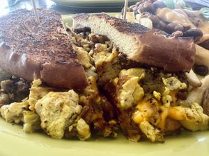 Breakfast sandwich. Good but a bit tofu heavy  at Lovin' Spoonfuls in Tucson