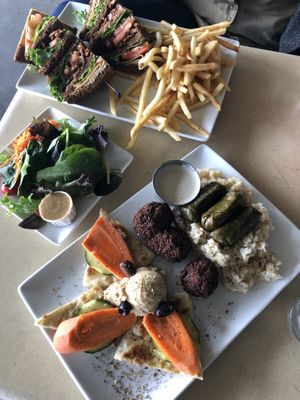 The club up top and the Mediterranean plate on the bottom  at Lovin' Spoonfuls in Tucson