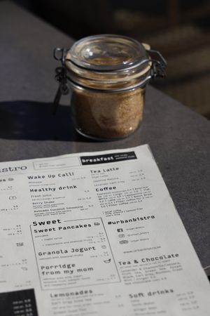 Menu at Urban Bistro in Bratislava