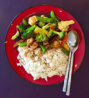 Kung pao & rice at Vegie Mum in Doncaster