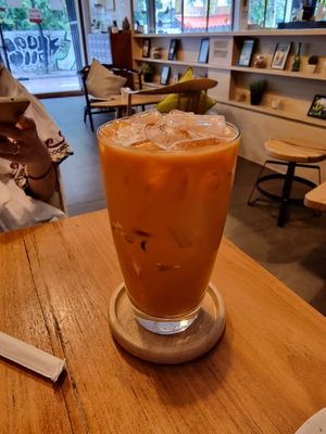 Thai tea latte with soymilk at Theera in Bangkok