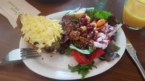 Potato-Leek-Pie with salad at The Little Potting Shed Cafe in Oban