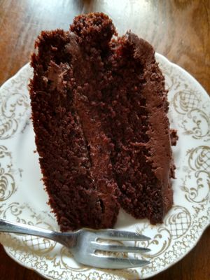 A "small" slice of chocolate cake 😋 at The Little Potting Shed Cafe in Oban