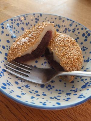 Mochi - vegan version - with sesame seeds at Matcha Komachi in Vienna