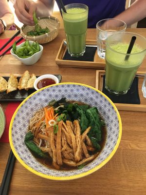 Vegan Gyoza and noodle soup  at Matcha Komachi in Vienna