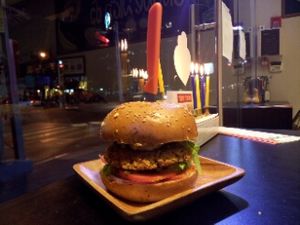 vegan burger  at Tevaleh in Tel Aviv