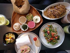 breakfast, avocado sandwich, acai bowl, juices at Tevaleh in Tel Aviv