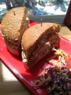 Vegan burger at The Real Green Cafe in Pune
