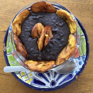 Black beans with plantain. at Suculenta in Tulum