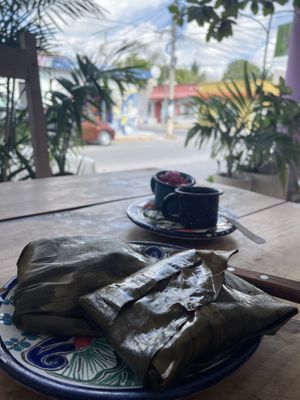 Tamales and people watching!  at Suculenta in Tulum