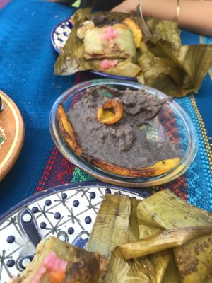 Beans and plantain   at Suculenta in Tulum
