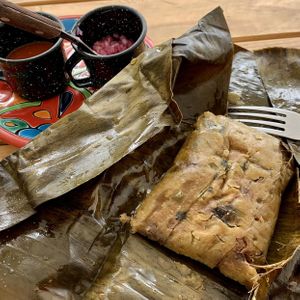Bean tamale appetizer  at Suculenta in Tulum