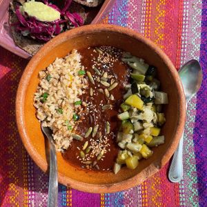Mole Casa w. Veggies & rice  #Veganuary at Suculenta in Tulum