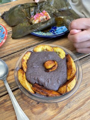 Plantains and beans  at Suculenta in Tulum