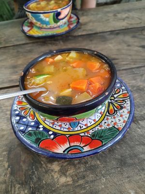 Veggie soup at Suculenta in Tulum