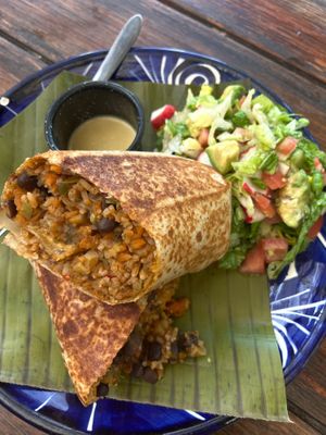 rice n bean burrito at Suculenta in Tulum