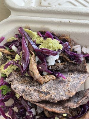 Tacos got messy when I brought them home but still delicious !  at Suculenta in Tulum