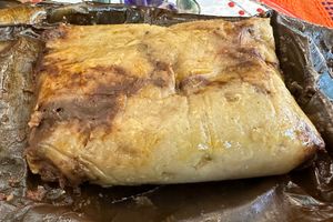 Tamal with mole   at Suculenta in Tulum