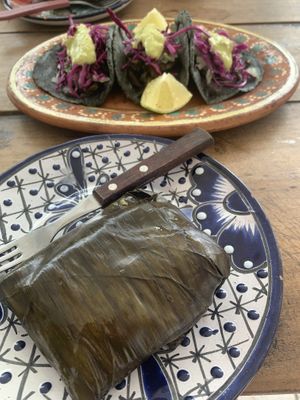 Amazing tamales and tacos  at Suculenta in Tulum