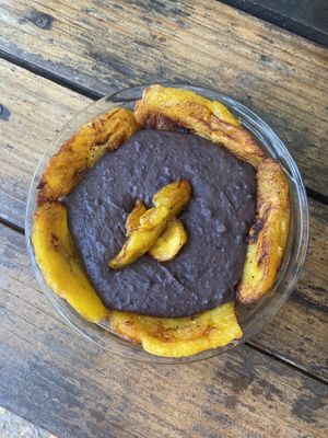 Plantains & refried beans  at Suculenta in Tulum