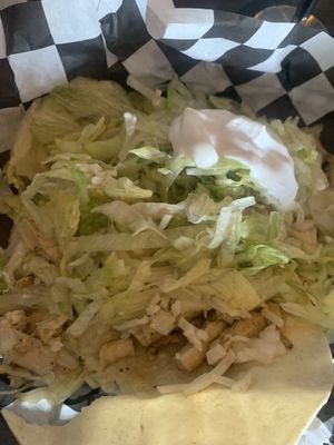 Vegan chicken tacos - do not recommend at all  at Pelon's Baja Grill in Virginia Beach
