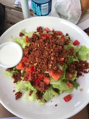 Raw taco salad. Was pretty good, but could use some onions, peppers, and olives, or just some kind of additional veggie.  at Green Zebra Cafe in Sarasota