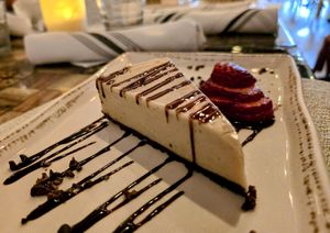 White chocolate lavender raw vegan cheesecake. So good! at Green Zebra Cafe in Sarasota